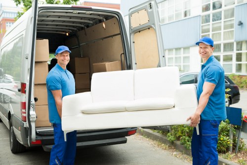 Bayswater Removals van with reusable furniture and recycling boxes