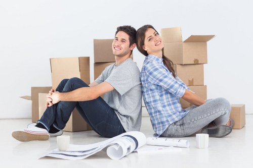 Commercial moving team preparing equipment for a Bayswater office move