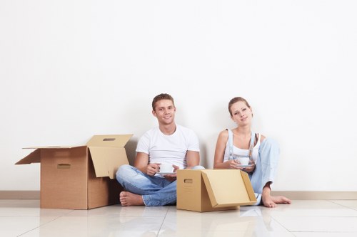 Office and household packing boxes prepared for a Bayswater move