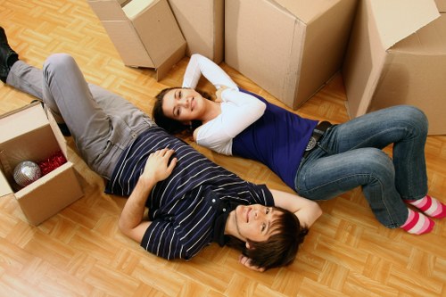 Organised packing materials and labelled boxes for a move in Bayswater